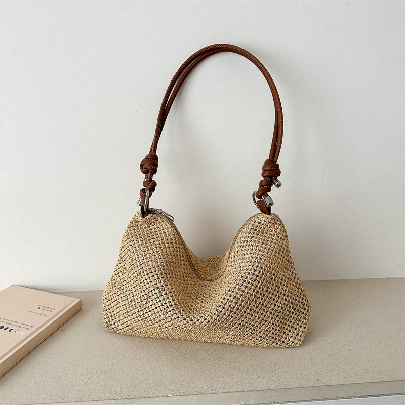 Straw Tote Bag Woven Shoulder Bag Summer Beach Ladies Straw Handbags Hobo Bags And Purses Weave: Blue
