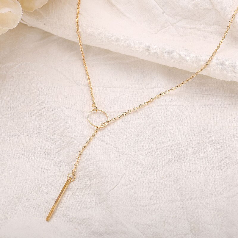 Eenvoudige Geometrische Kwastje Lange Hanger Choker Ketting Voor Vrouwen Meisjes Mode Femme Goud Kleur Chain Kettingen Sieraden