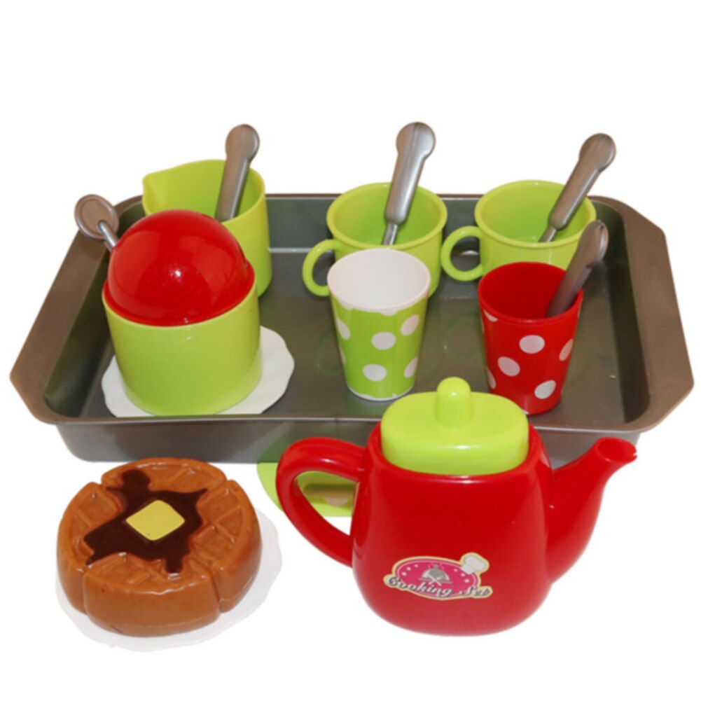 15pcs/set Birthday Free Play DIY For Children Kitchen Toys Tea Set Pretend Kids Coffee Mini Skills Development Random Color