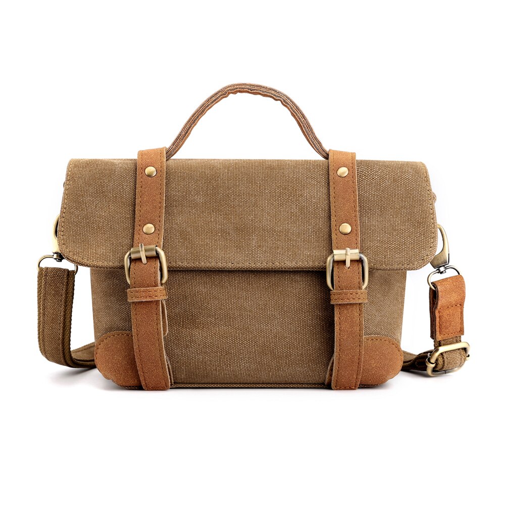 Solid lerret dameskulderveske myk hasp slitesterk crossbody allsidige vesker og vesker med flere lommer: Brun