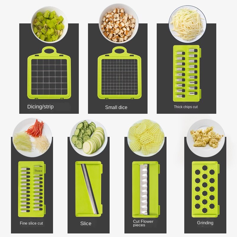 Manual Vegetable Slicer Multifunctional Fruit and Vegetable Cutting Machine Kitchen Practical Food Processor Drain Basket