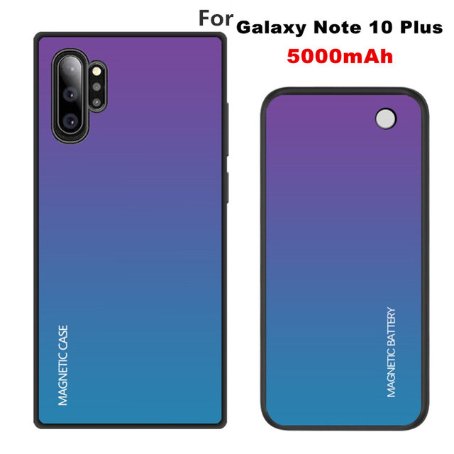Funda magnética para Samsung Galaxy Note 10 Plus, batería de carga inalámbrica, 5000mAh: Blue For 10 Plus