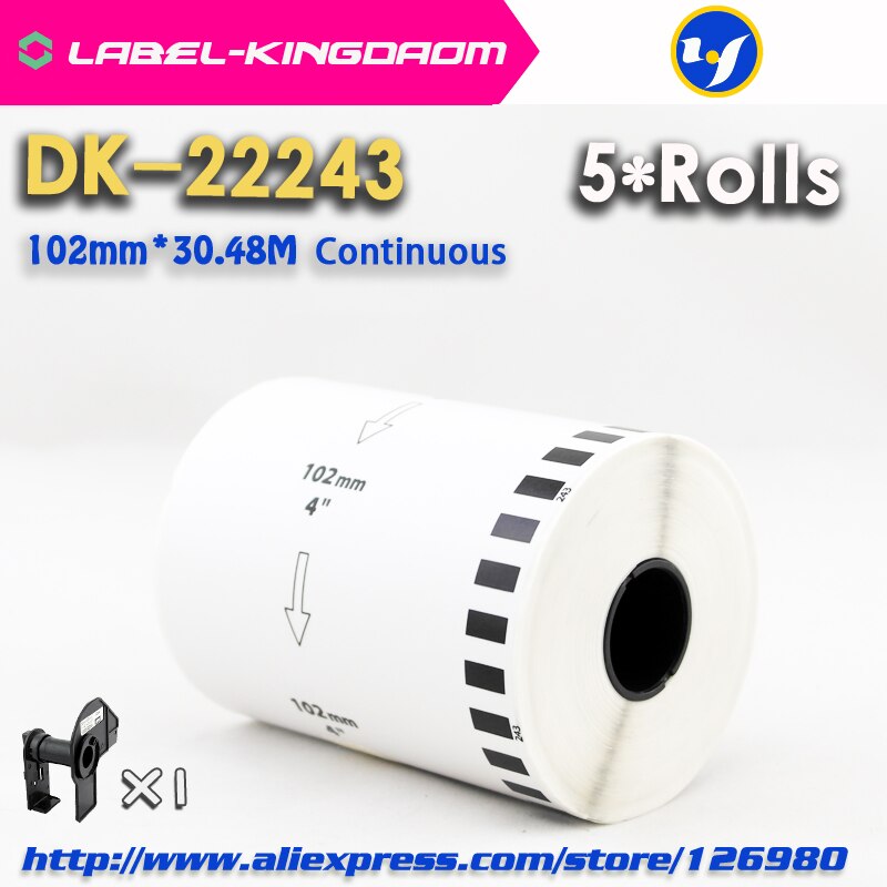 5 Refill Rolls Compatible DK-22243 Label 102mm*30.48M Continuous Compatible for Brother QL-1060 Label Printer White Paper DK2243
