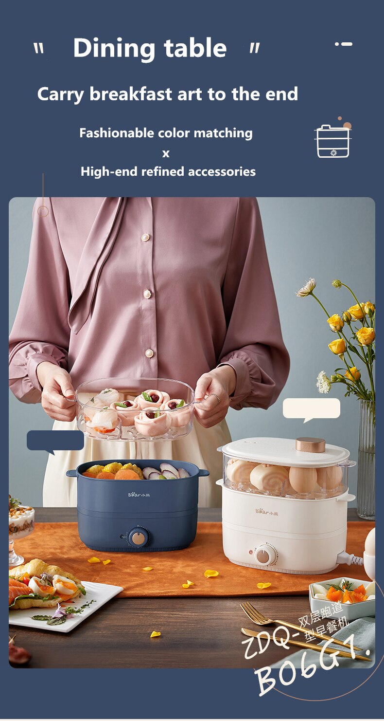 Egg Steamer Breakfast Machine Household Small Automatic Power-off Double-layer Timer Mini Multi-function