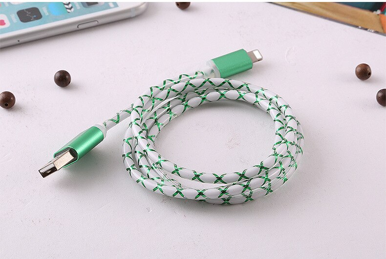 1m blits -ladekabel til iphone 6 pluss 7 8 /  ipad 4 mini 1 m ren kobberkjerne 2.0a usb hurtigladning lys datakabel