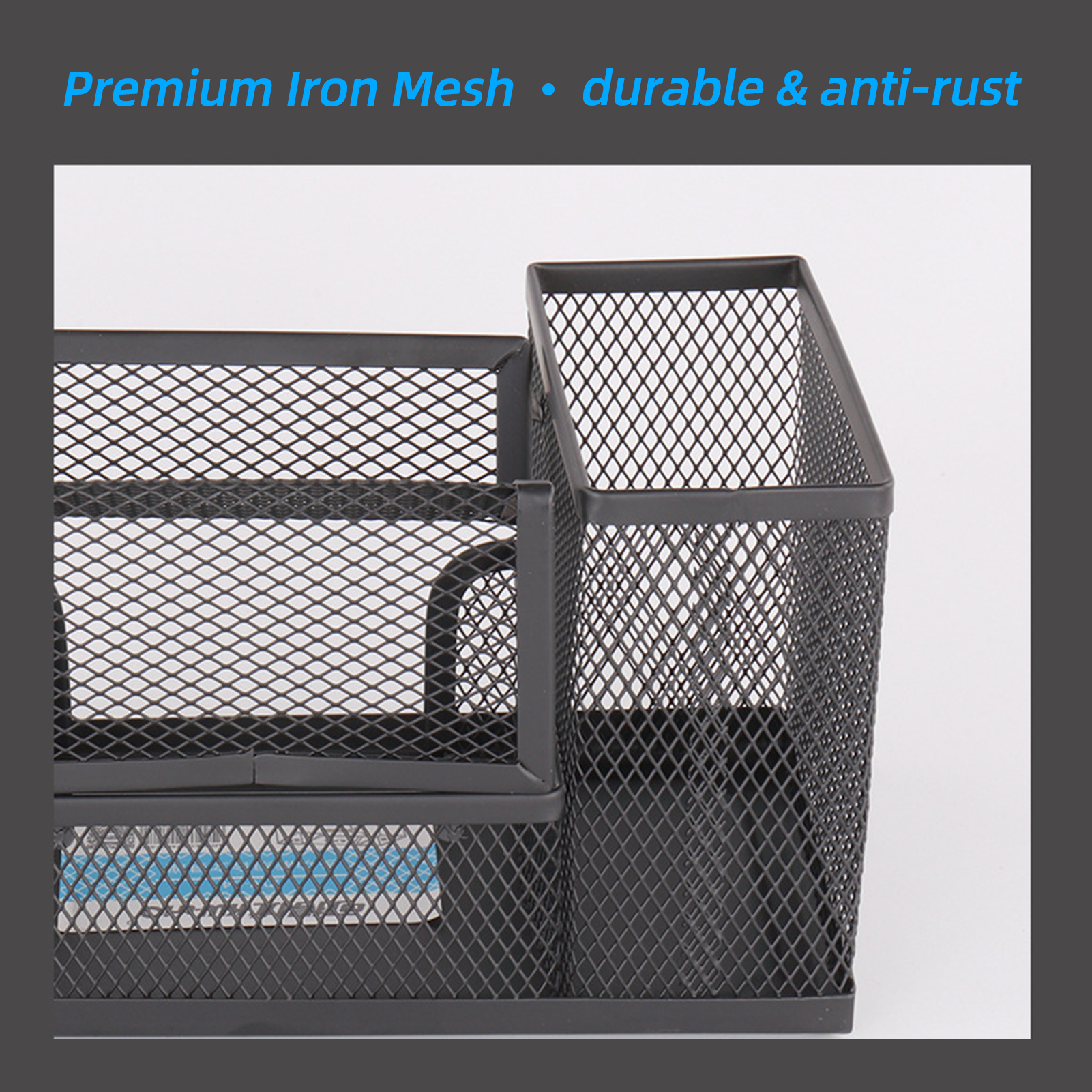 KW-triO Mesh Desk Organizer Office Supplies Pencil Holder and Storage Baskets for Desktop Organizer Ruler Container Modern Home