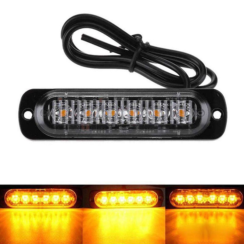 Juego de luces LED de seguridad para coche y camión, luz LED automática de 12V-24V, 18W, amarillo, 113x28,2x9,6mm, 6 luces LED