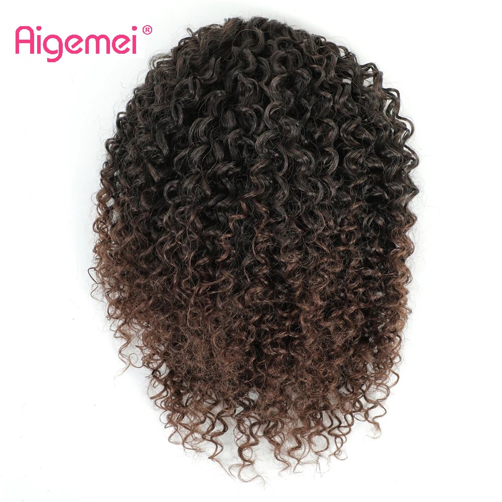 Aigemei Afro Kinky Curly Drawstring chignon Puff Ponytail African Hair Extension Synthetic Clip in Pony Tail Hair Extensions