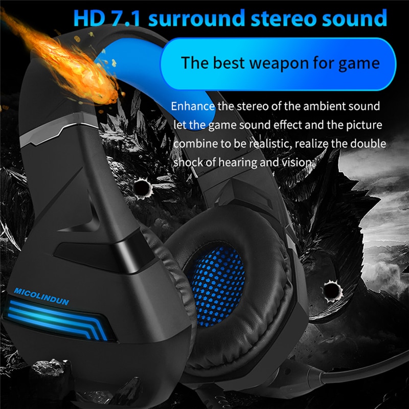 A2 Stereo Gaming Headset 7.1 Virtual Surround Bass Gaming Earphone Headphone with Mic LED Light for Computer PC Gamer