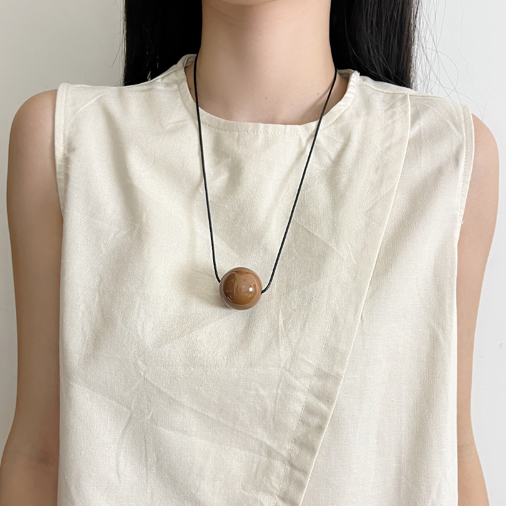 collar minimalista con colgante de bola geométrica de Metal para mujer, de cadena de suéter, accesorios de