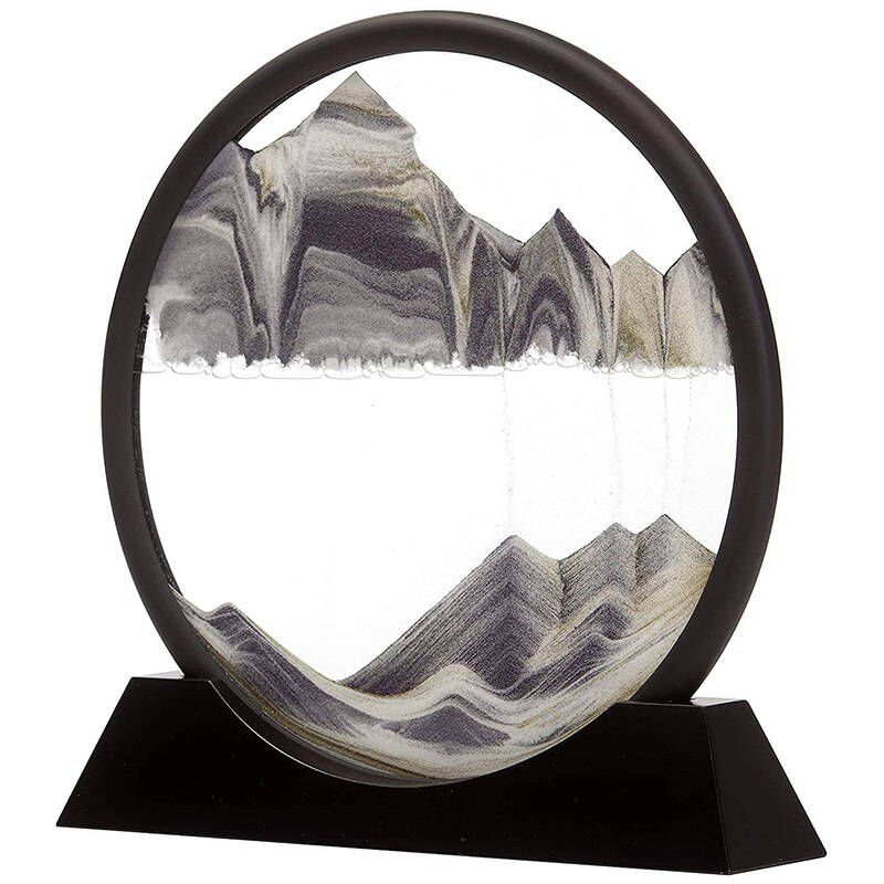 SANDCLE Bewegende Zandbeeld Kunst Decoratie, Moving Sand Art Rond Glas Frame, 3D Diep Zee Zand Landschap, Dynamisch Zand Schilderen Ontspannend Speelgoed Voor Volwassenen en kinderen(Paars, 12