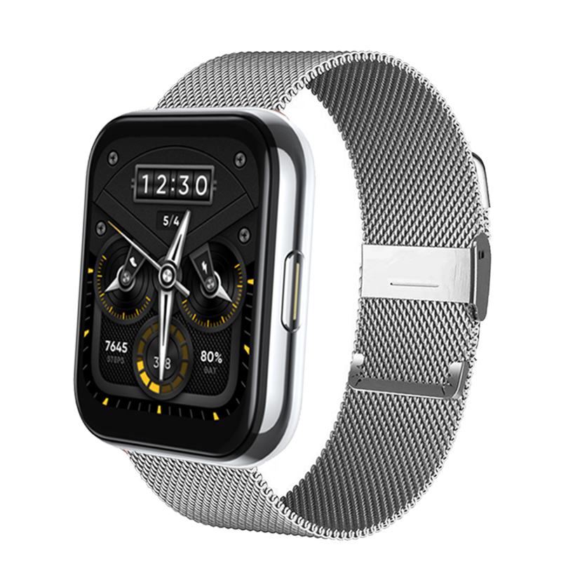 Correa Milanesa De acero inoxidable para Realme Watch 2 Pro, repuesto de pulsera de Metal para realme Watch 2 2 pro, Correa de reloj inteligente: Silver / Realme Watch 2 Pro