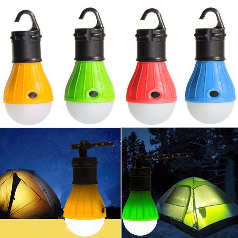 1pc campinglampor led-lampa batteridriven tältljuskrok ficklampa tältlampa 5 färger hänglampa bärbar lykta