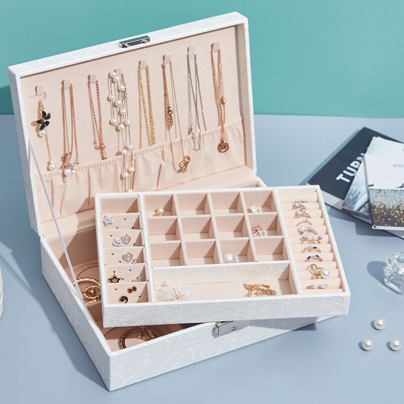Dobbeltlags store kapacitet til opbevaring af smykker, smykkeskrin, øreringe, øreringe, ring, halskæde, smykkeskrin: 1
