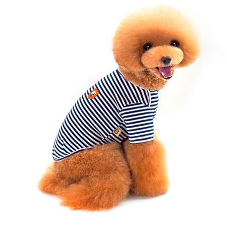 Disfraz de perro de algodón a rayas, camiseta de perro, ropa para mascotas, ropa bonita: Azul / L