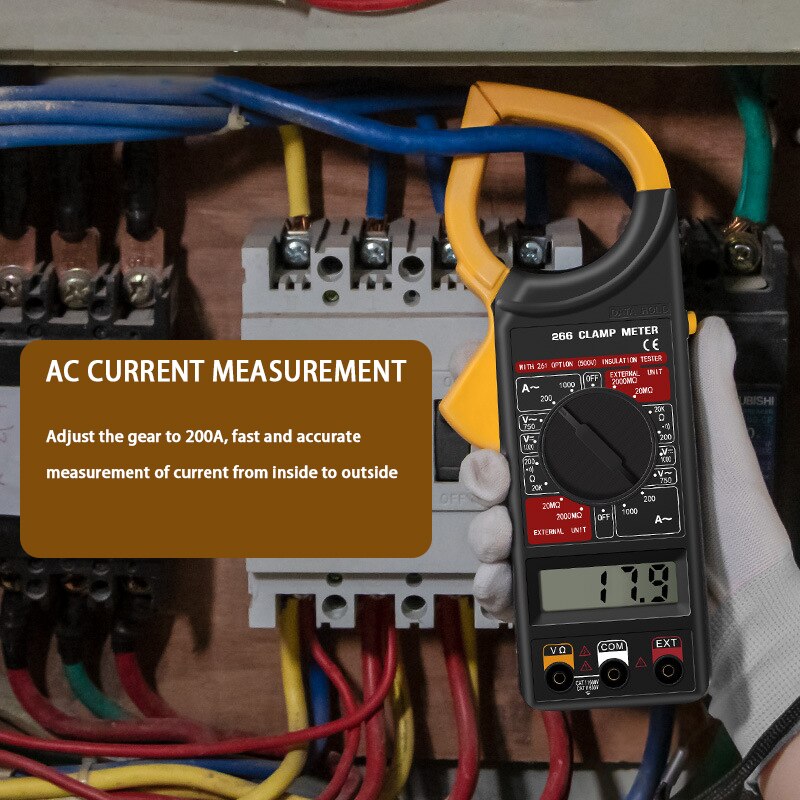 Digital Current Clamp Meter Voltmeter Ohmmeter Ammeter Ohmmeter Volt Meter Buzzer Data Hold Non-contact Multimeter AC DC