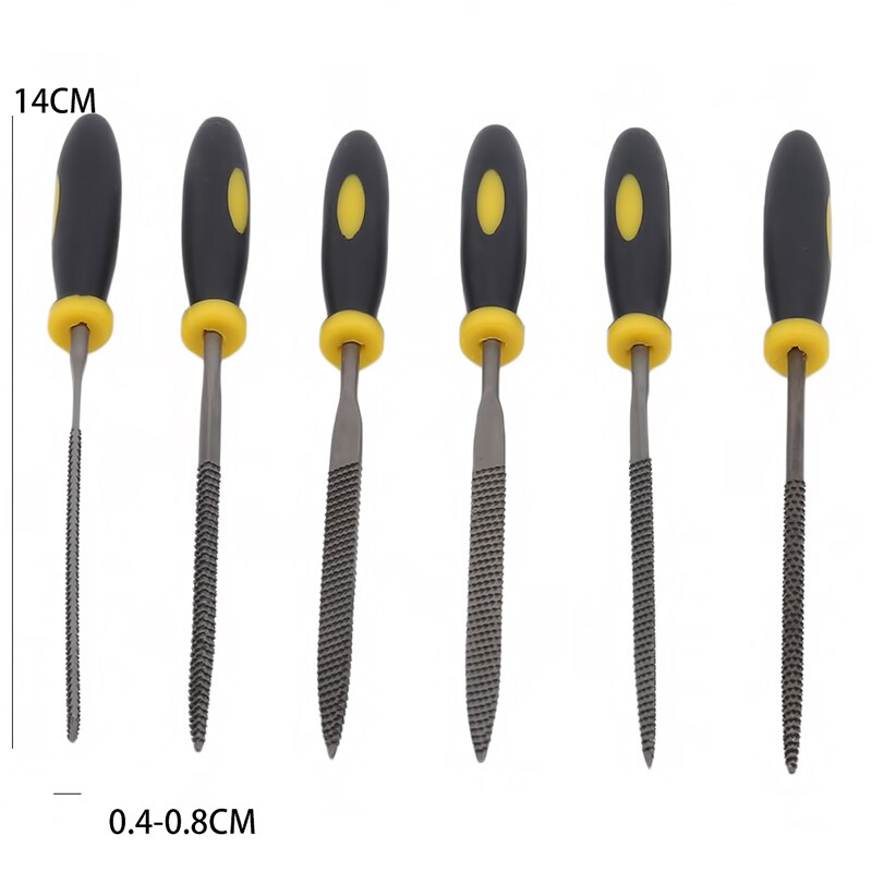 6PCS Mini Metal Rasp Needle Files Set Wood Carving Tools For Steel Rasp Needle Filing Woodworking Hand File Supplies