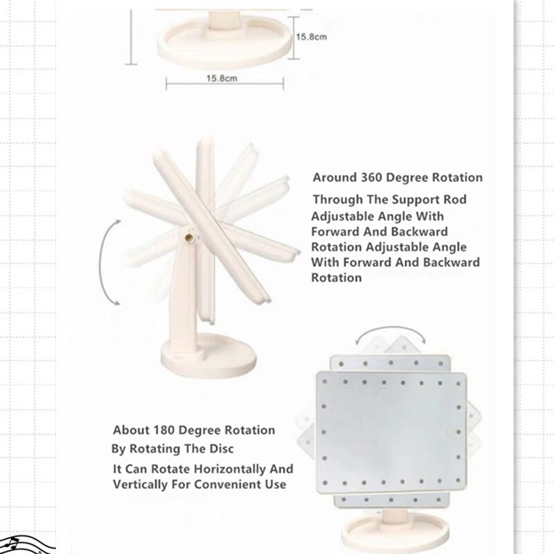 Espejos de maquillaje profesionales con luz LED rosa, luz LED ajustable, espejos de pantalla táctil 16/22, belleza, espejos, cepillo de pestañas