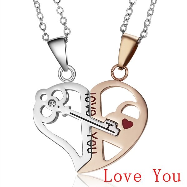 2 Pcs/Set Couple Necklace Round Heart Cats Key Locket Best Friends Pendant Necklace for Family Lovers Friendship Jewelry: 18