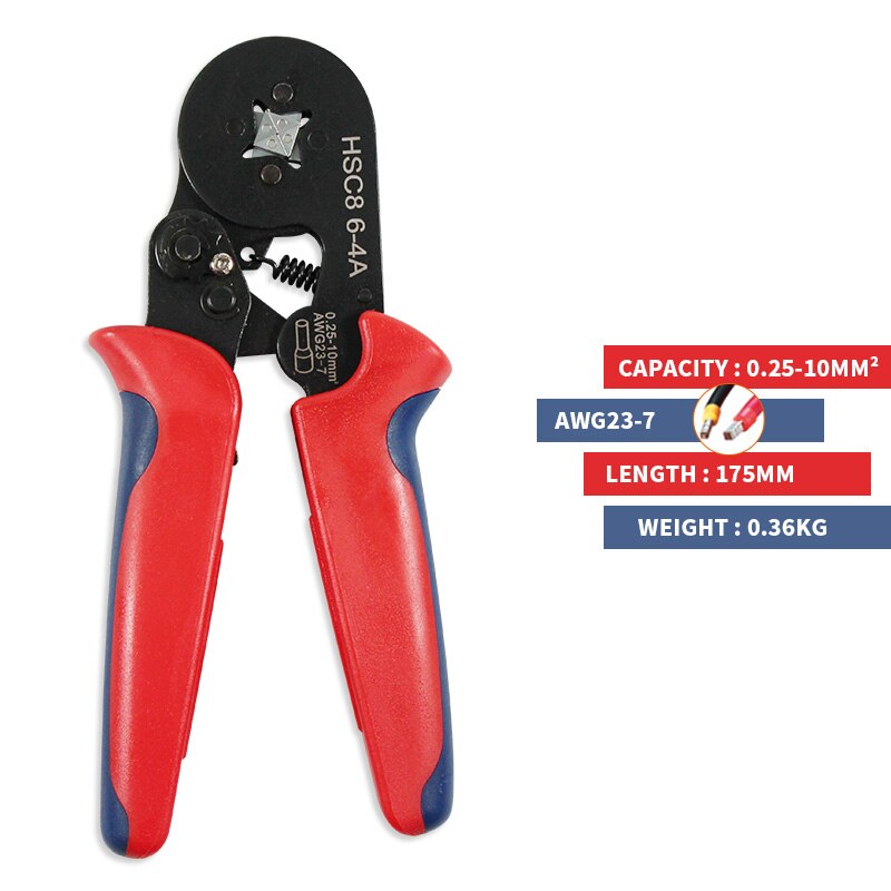 Self-Adjustable Crimping Plier + Crimping Terminals Connector Sets 0.25-10mm2 Wire Cable Press Pliers Ratchat Wire Crimping Tool