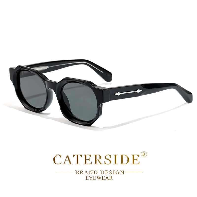 CATERSIDE gafas de sol cuadradas Retro Punk para hombre, montura gruesa Vintage, gafas de sol de para mujer, gafas de viaje para fiestas y vacaciones: Castaño