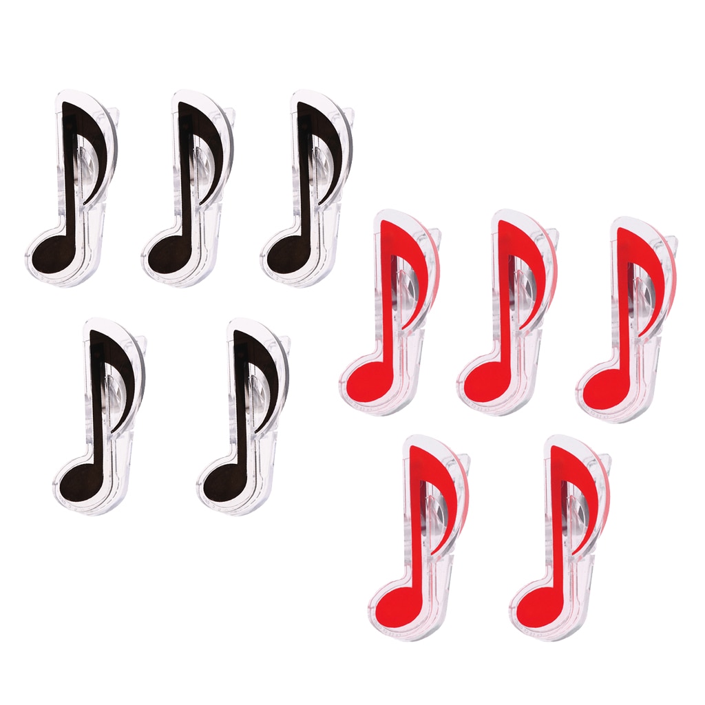 Praktische 10 Stks/pak Plastic Note Vorm Pagina Clips Muziek Stand Accessoire, Zwart Rood