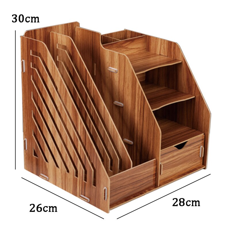 Wooden File Rack Storage Box Large Capacity Thickened File Folder Bussiness Office Supplies Desk Organizer Pen Holder Folder: B