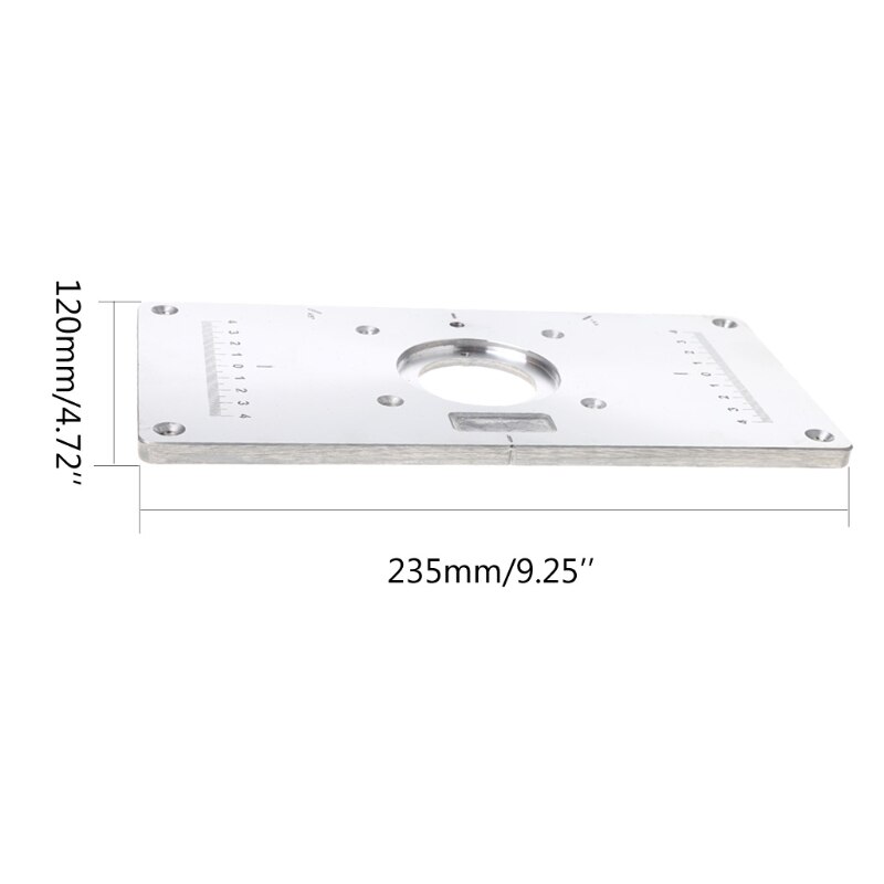 Aluminiumsruter bordinnleggsplate m / 4 ringer for trebearbeidingsbenker ruterbordplate