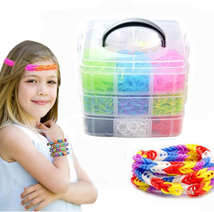 Rubber Rainboow Loom Bands Meisje voor Kinderen Elastische Band voor Weven Vetersluiting Armbanden Speelgoed voor DIY Christmas