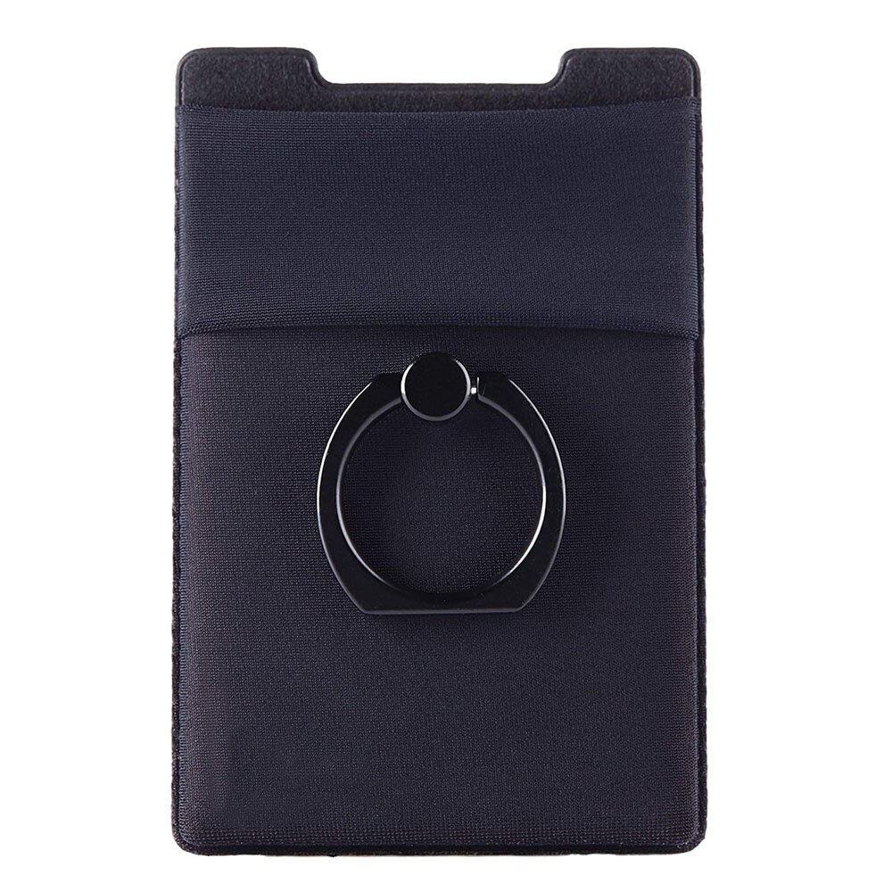 3-en-1 adhésif autocollant téléphone dos cartes Spandex anneau portefeuille téléphone portable porte-carte d'identité poignée de doigt béquille double poche #50