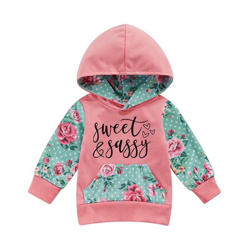 Sudadera con capucha de manga larga para niños y niñas, ropa de otoño para infantes de 0 a 3 años, con retales florales