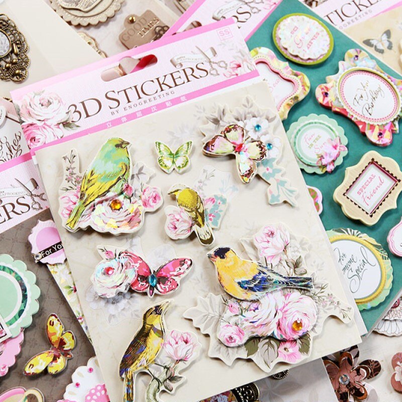 Diy 3d klistermærker scrapbog materiale metal cameo ramme sommerfugl blomst klistermærke fil album journalisering dekoration hobby håndværk