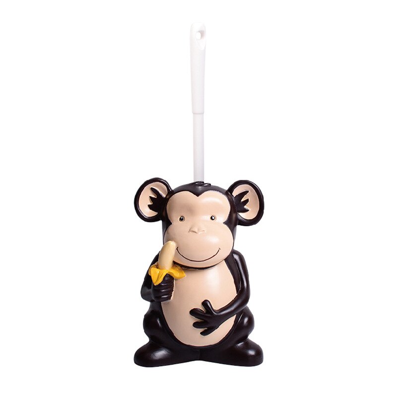Ensemble de brosses de toilette en forme de singe mignon, support de brosse de nettoyage de Base en résine, accessoires de WC créatifs durables sans impasses, brosse de sol de salle de bain: Default Title