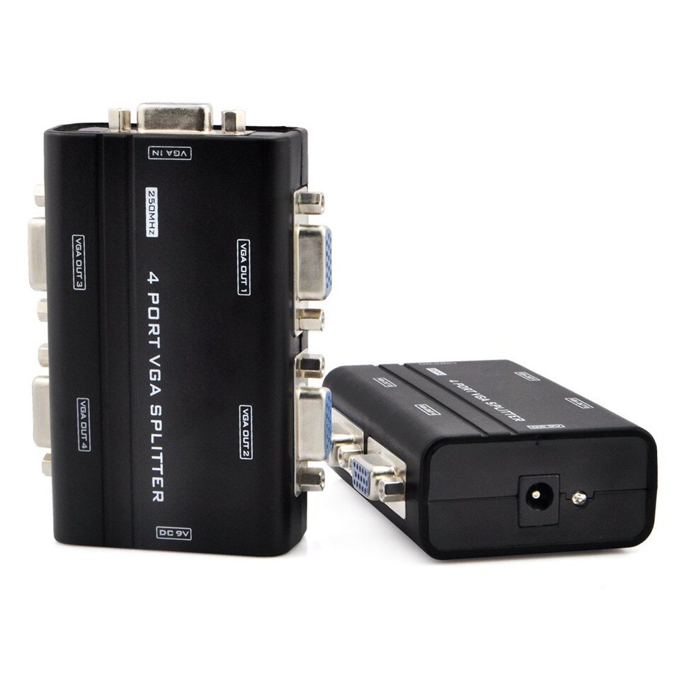 4- porttinen vga-videon jakaja 1 x 4 250 mhz jakaja 1 in 4 ulostuloa monistin multiple-tuki laajakuva-lcd-näytöt mt-viki 2504as