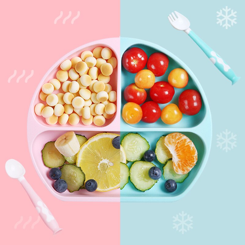 Xcqgh Food Grade Silicone Baby Kinderen Servies Schotel Vork Lepel Bib Set Babyvoeding Producten Plaat