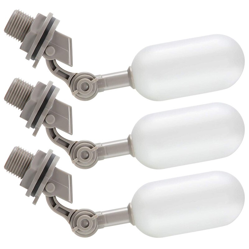Conjunto de válvulas flotantes de 3 piezas, válvula de flotador de tubería de suministro de agua de 1 / 2 pulgadas con brazo de ajuste para piscina, acuario (gris)