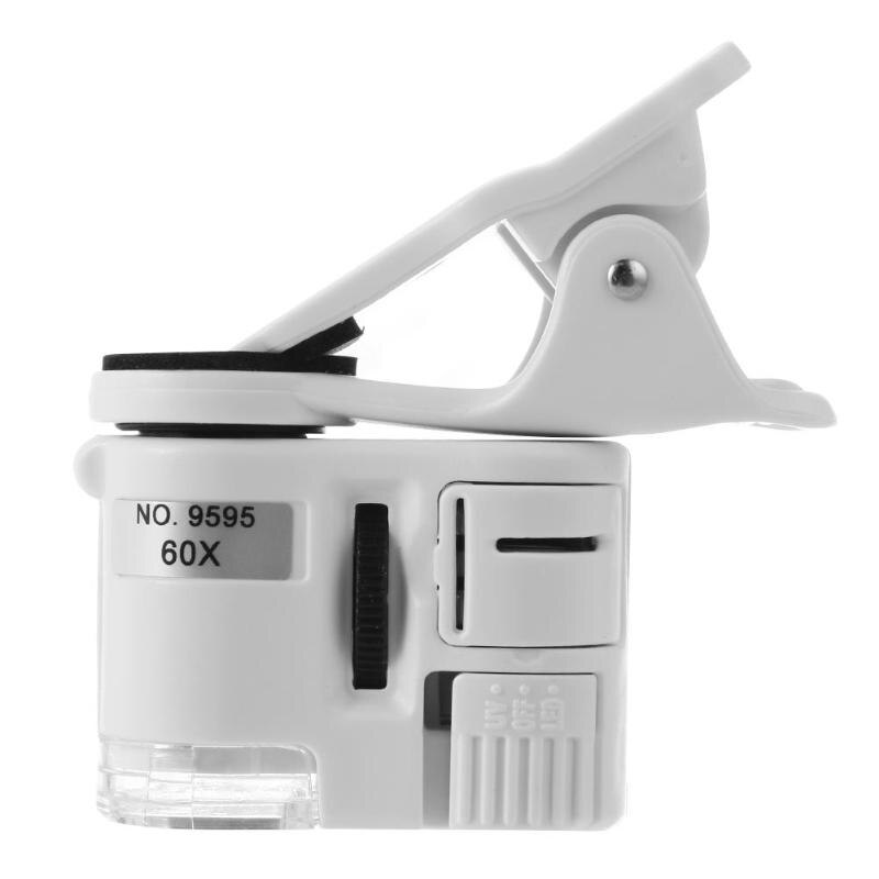 Universel 60X téléphone Microscope Zoom Micro caméra pince lentille LED lumière caméra pince LED lentilles pour iPhone Microscope Electronique: Default Title