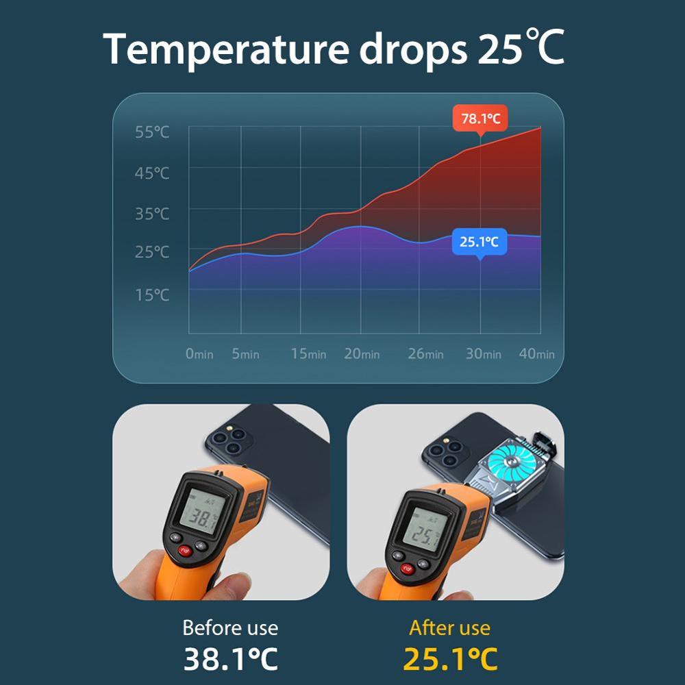 Ventilador de refrigeración de poco ruido para teléfono móvil, herramienta de refrigeración alimentada por USB, potente disipación de calor