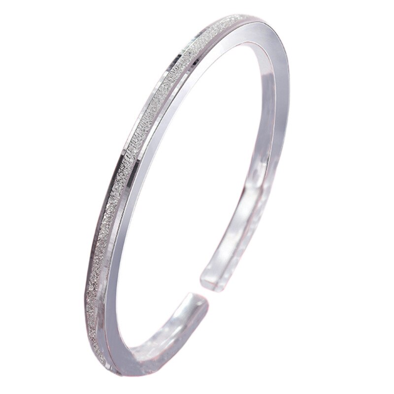 KOFSAC 925 Sterling Silver Bangle For Women Party Jewelry Open Size Matte Square Bangles Lady Wedding Accessories: Default Title