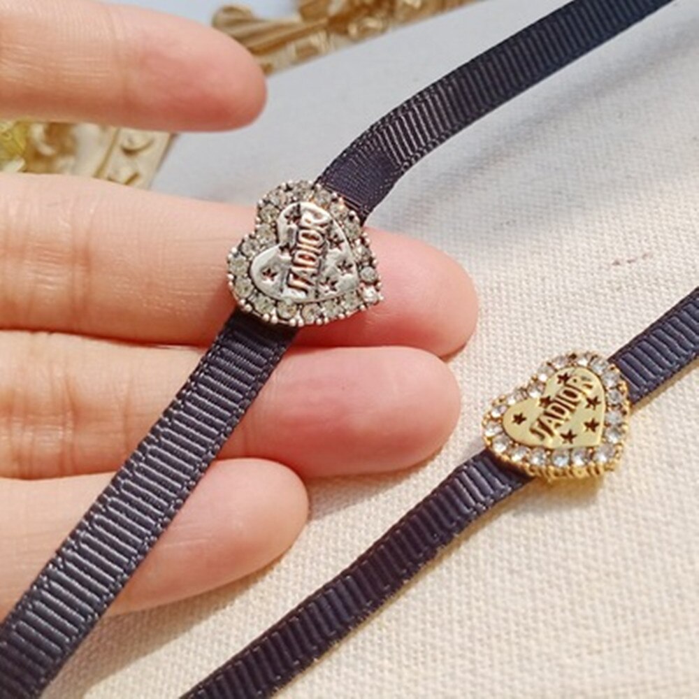 Harajuku strass cuore di pesca lettera collana girocollo nera per donna moda amore catena clavicola collana girocollo gioielli