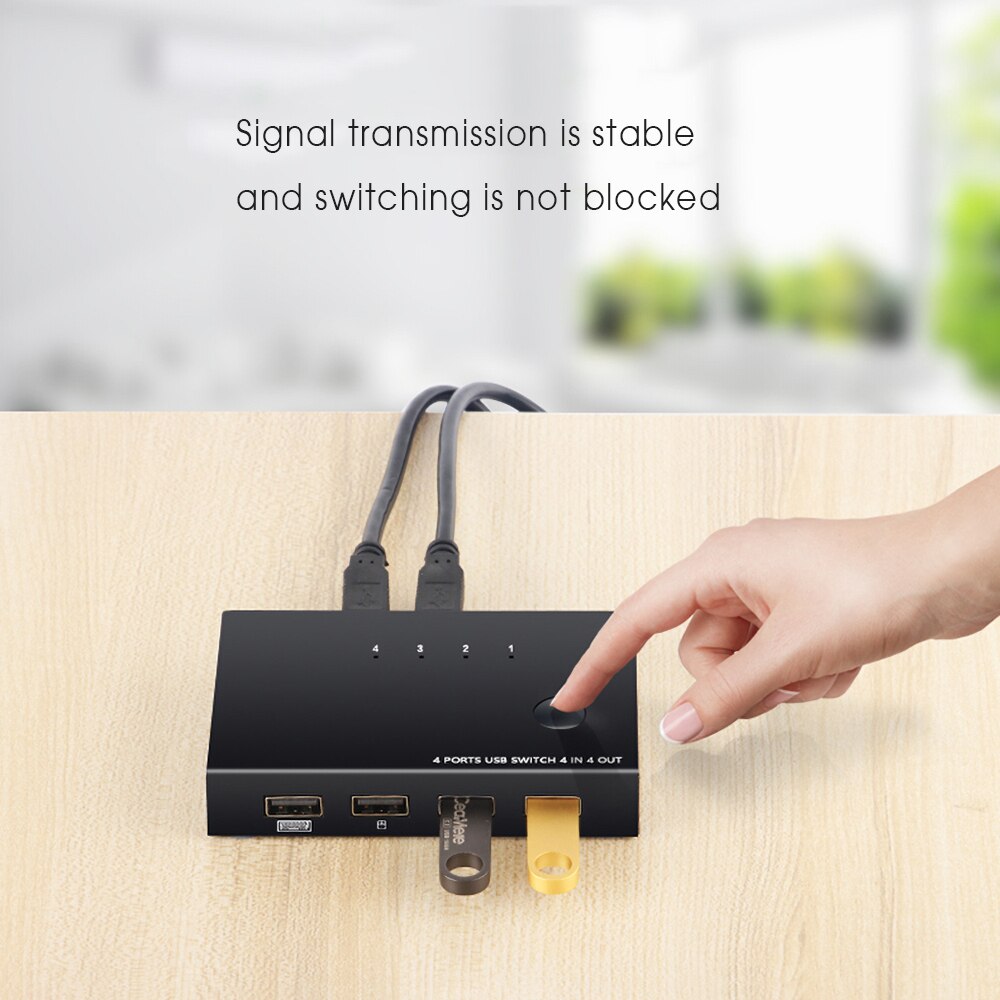 USB KVM Switch Box 4 Ports USB2.0 Switcher PC Sharing Splitter for Keyboard Mouse