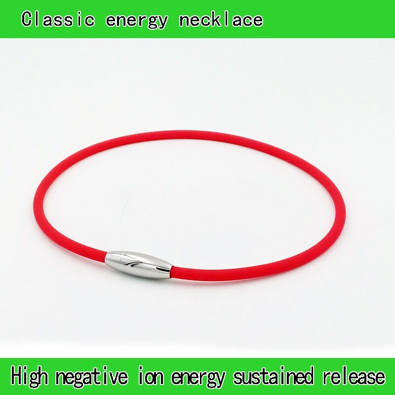 Germanium Titanium Anion Balance Stainess Steel Magnetic Buckle Sport Silicone Necklace: red / 48cm