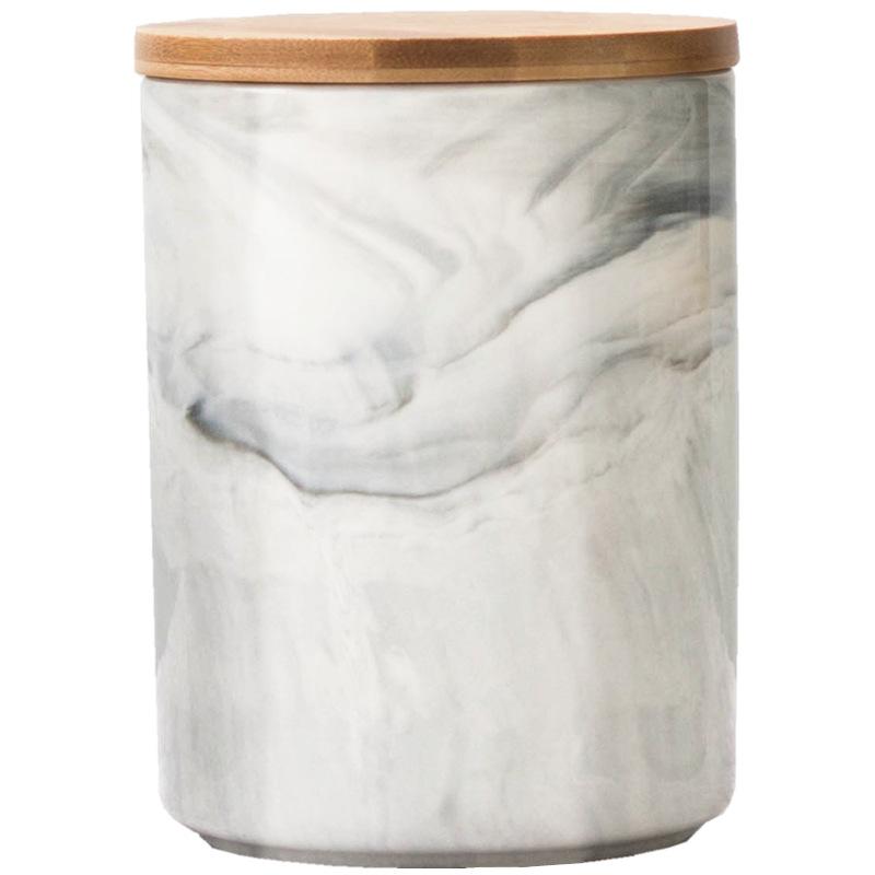 1 Pc Simple Seal Ceramic Storage Jars Spice Jars Wood Covers Coffee Beans Tea Pasta Candy Cookies Nuts Storage Jars