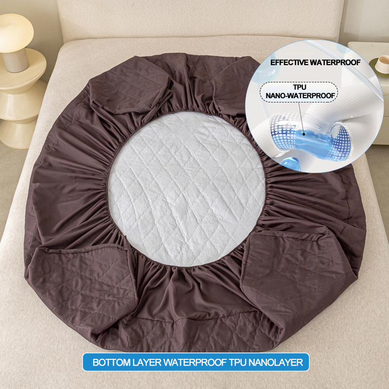 Waterproof Mattress Protector - Hypoallergenic Mattress Cover, Soft & Noiseless, Waterproof Bed Sheet, Anti-Slip Washable,Coffee
