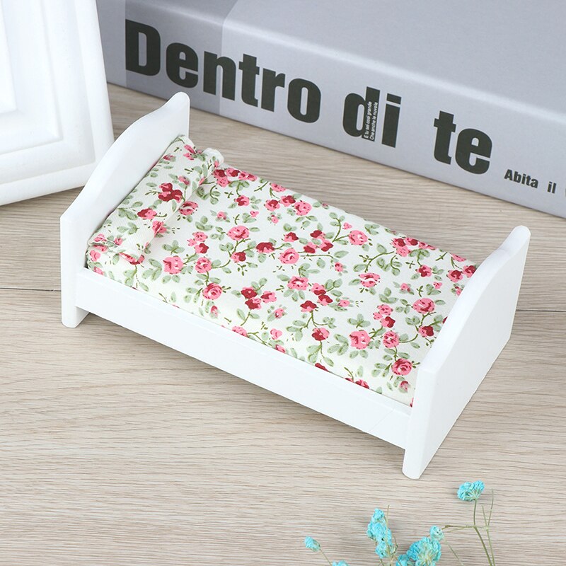 14 Styles Miniature Floral Bed Pastoral Style Classic Wood/Plastic Pretend Furniture Kid Toy 1/12 Scale Dollhouse Furniture