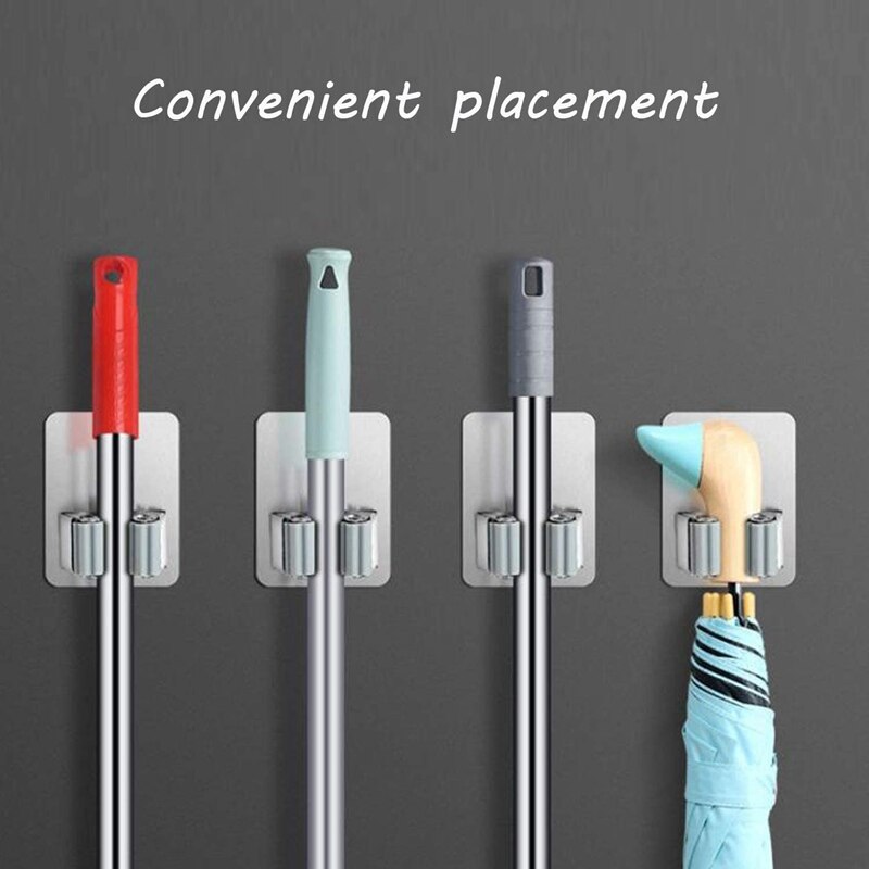 4 Pack Broom Holder Wall Mount,Broom Gripper Hold Anti-Slip,for Home,Kitchen,Garden,Garage Storage Systems