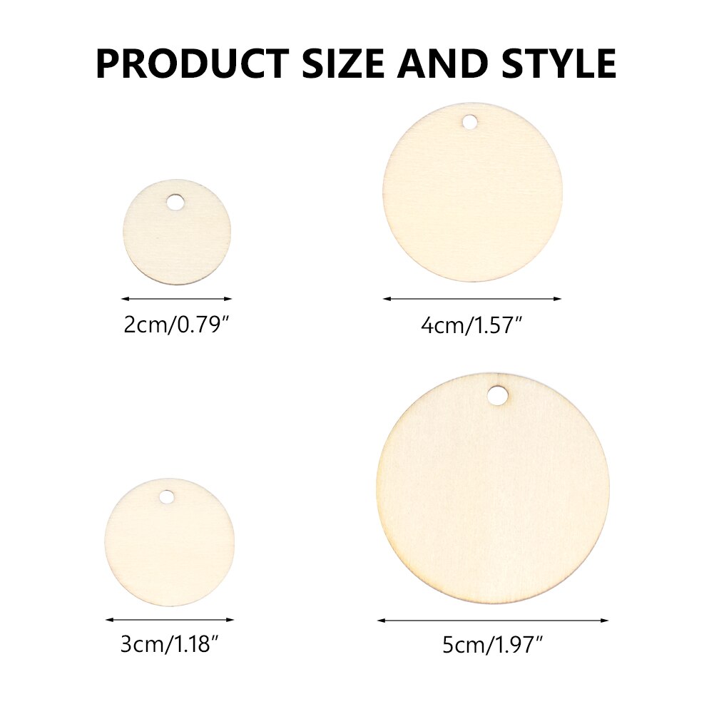 20/30/40/50mm Natural Unfinished Round Wood Slices With Hole,Blank Discs,DIY Crafts Wedding Party Christmas Home Decoration