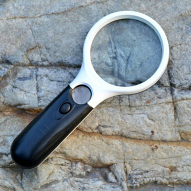 Handheld Magnifier Glass Lens With LED Light 45X Magnification Reading Fine Work