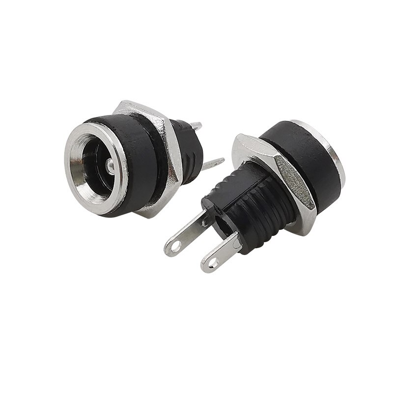Dc strømkontakt hunn 5.5 x 2.5mm dc jack panelmontert kontakt stikkontakt strømterminaler adapter kontakter 5.5*2.5mm