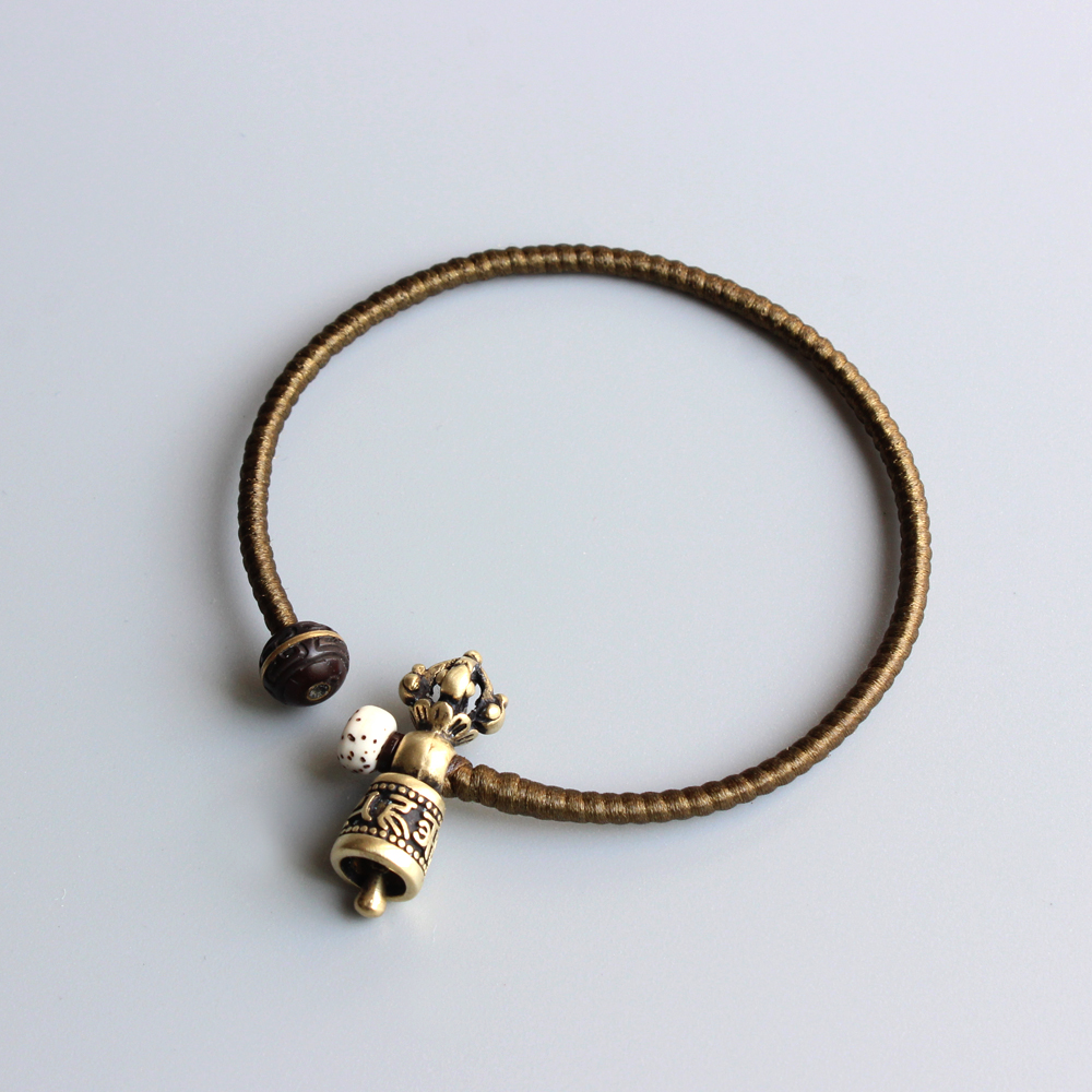 Degsin Tibetaanse Boeddhistische Handgemaakte Koperen Gevlochten Touw Amulet Armband Vajra Charm Bangle Antieke Om Sieraden Voor Mannen Vrouwen